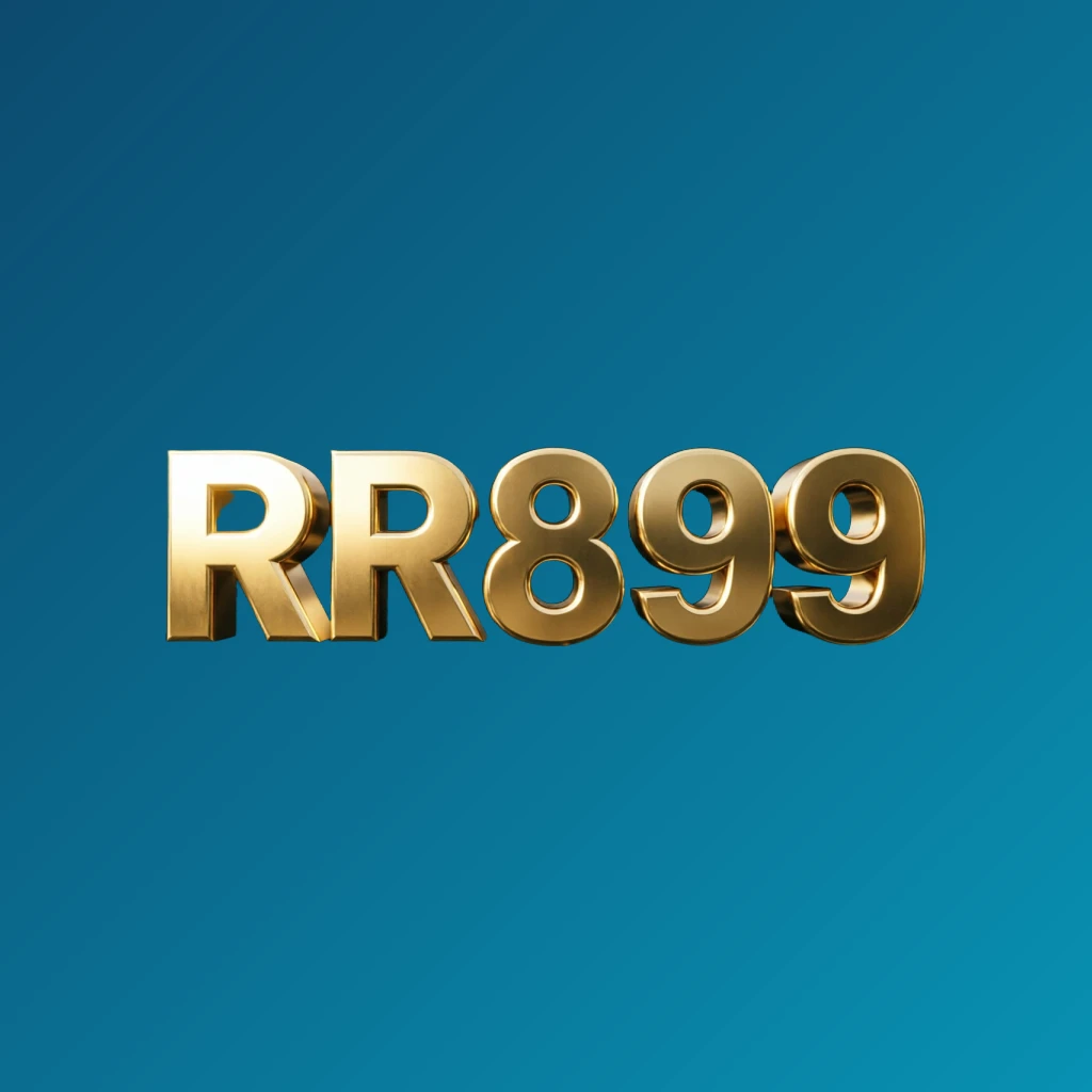 Logo RR899 metalik 3D dengan huruf emas mengilap dan pencahayaan dramatis, merek kasino premium pada latar belakang transparan, dirancang sebagai tanda kata persegi panjang horizontal lebar untuk header situs web